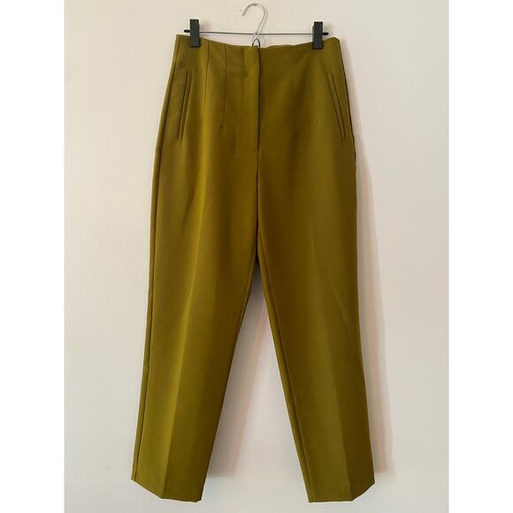 Zara Olive Green Straight Leg Ankle Dress Pants Slacks Workwear Women's Large - Picture 2 of 12